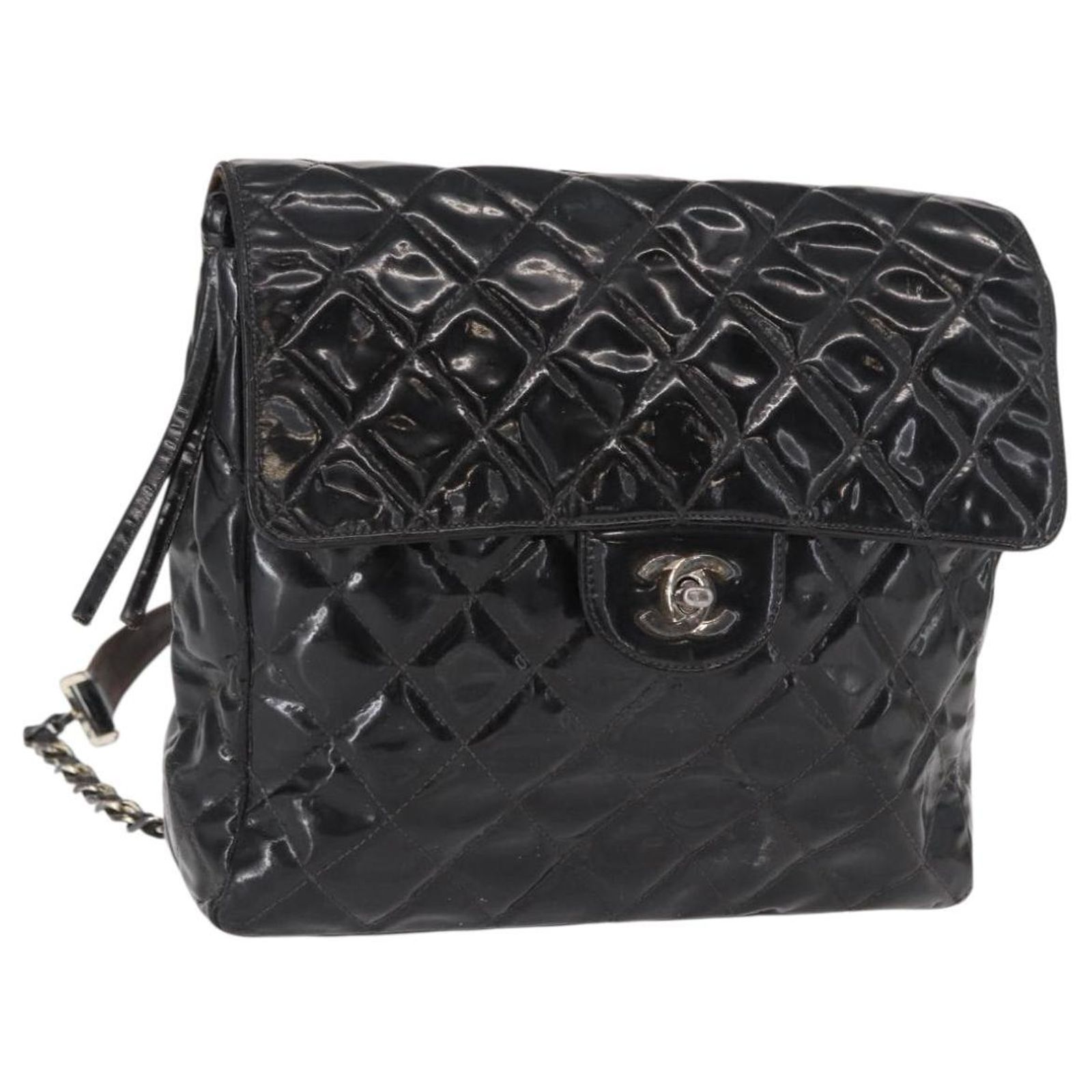 CHANEL Matelasse 25 Chain Backpack Enamel Black Silver CC  display picture 1