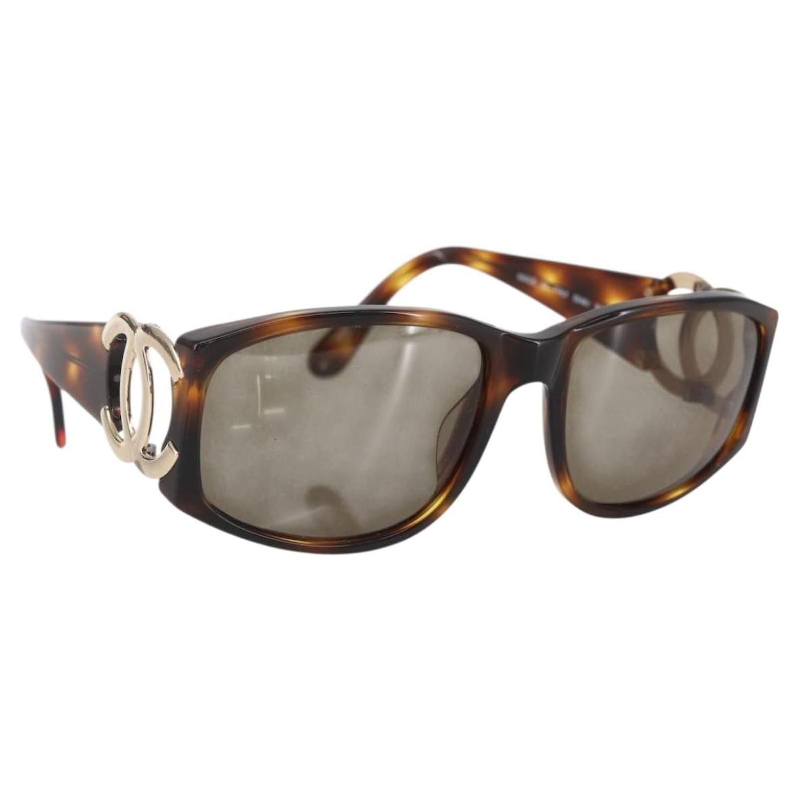 希少 CHANEL sunglasses coco brown vintage CHANEL COCO Mark Sunglasses plastic Brown CC Auth 161640 ref