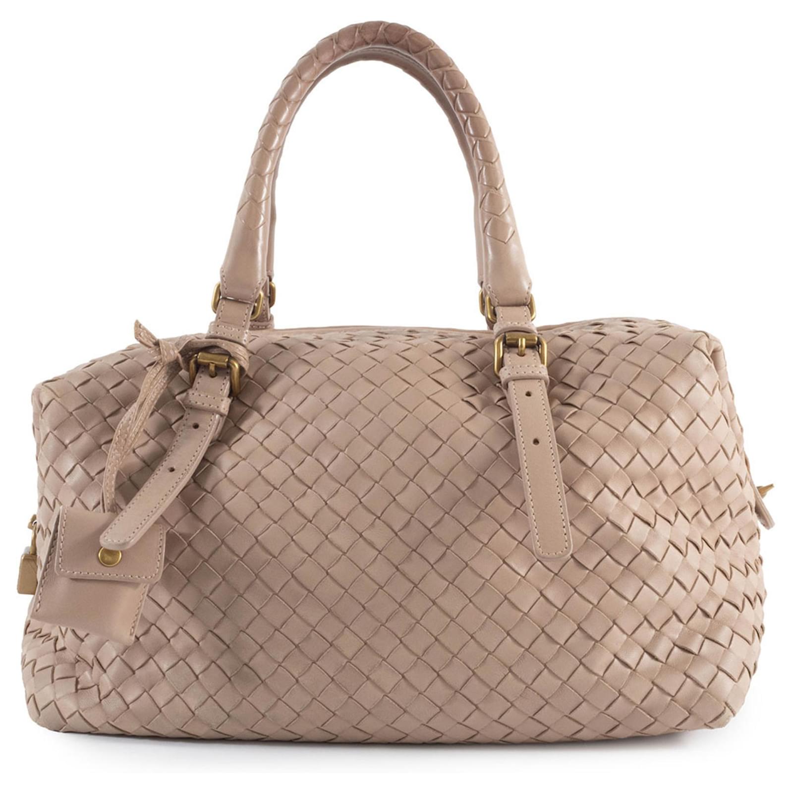Bottega Veneta Intrecciato Boston Bag Beige Leather ref.2759446