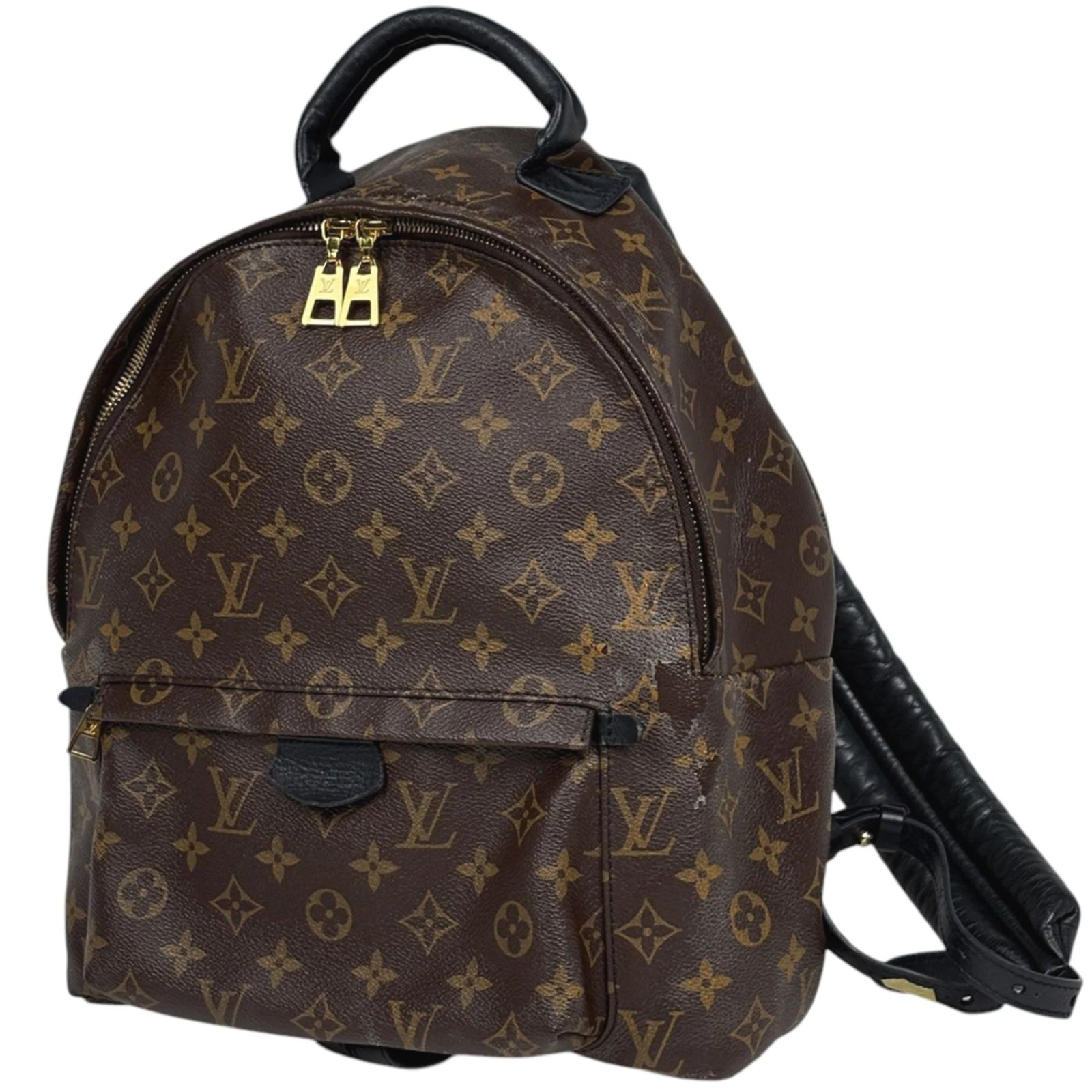 Louis Vuitton Palm Springs Backpack MM Monogram Leather Brown Gold Authentic Louis Vuitton Classic Monogram Palm Springs MM  main image 3