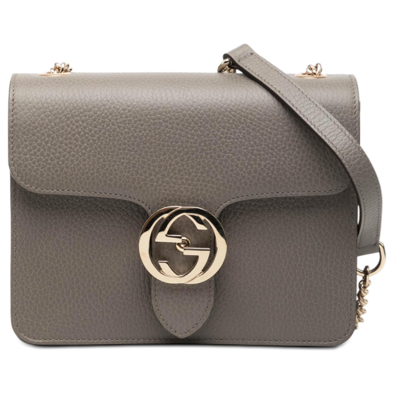 Gucci Gray Small Dollar Calfskin Interlocking G Crossbody Brown