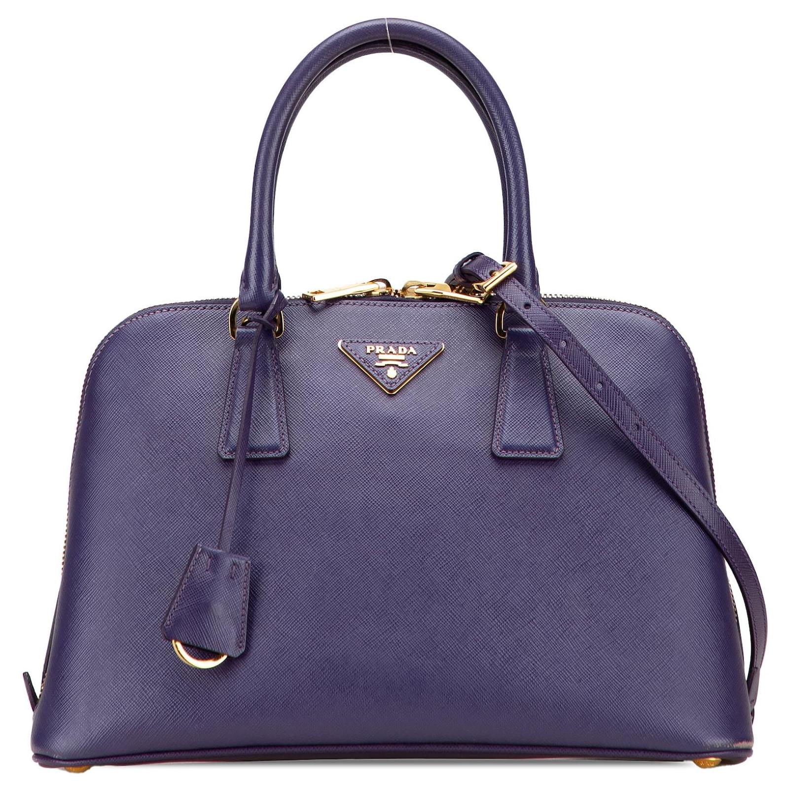 Prada Medium Saffiano Lux Promenade Satchel Purple Leather ref