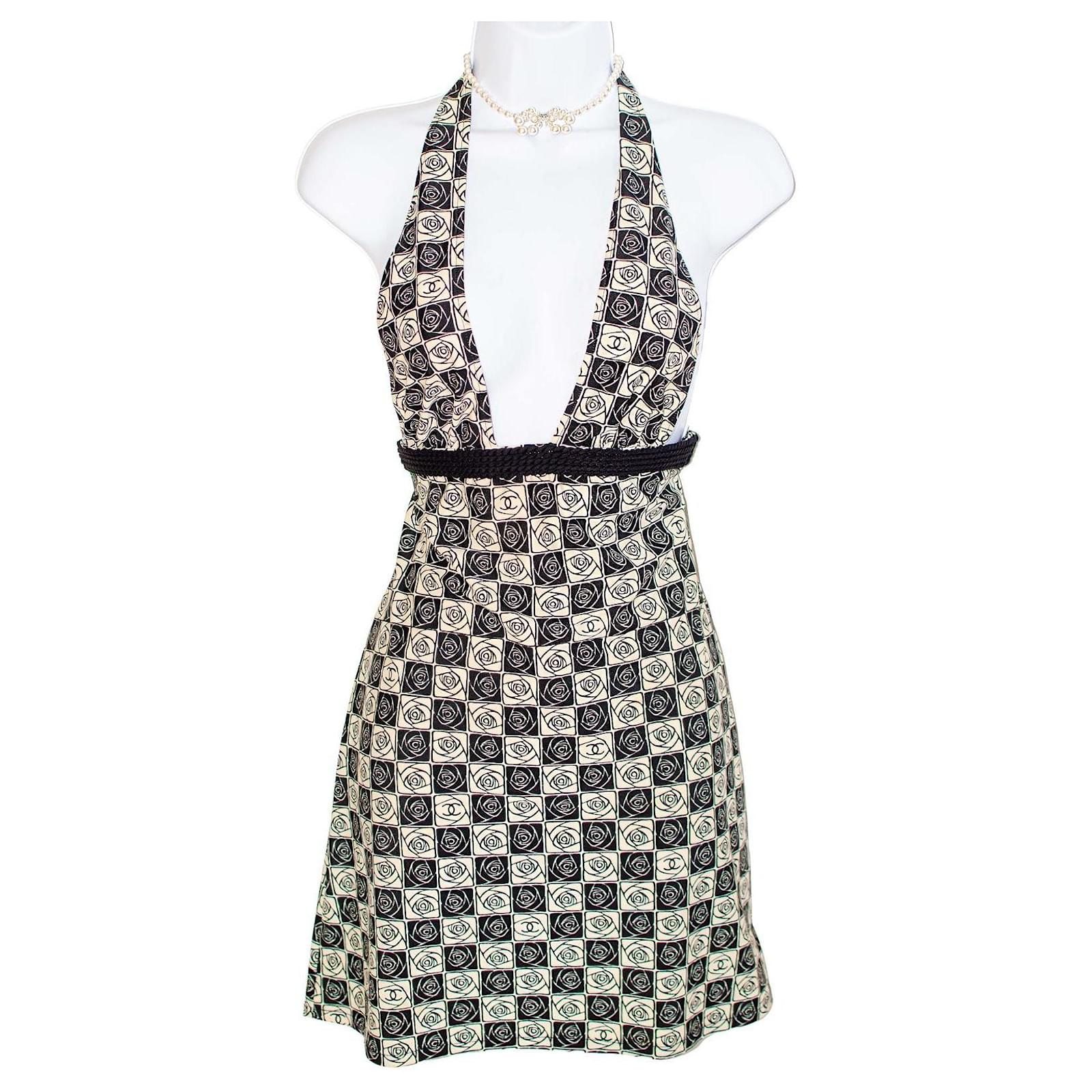 Vintage Black/Cream Halter Dress Chanel Polyamide ref.JC2812231 (Sold)