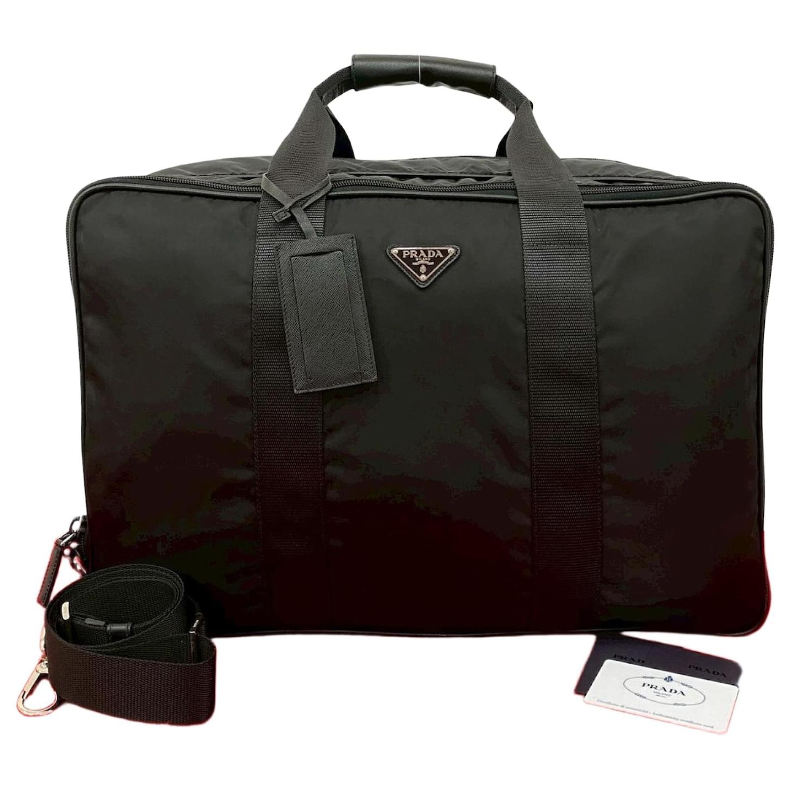 Prada Nylon Saffiano Leather 2way Boston Bag Black ref.2815057