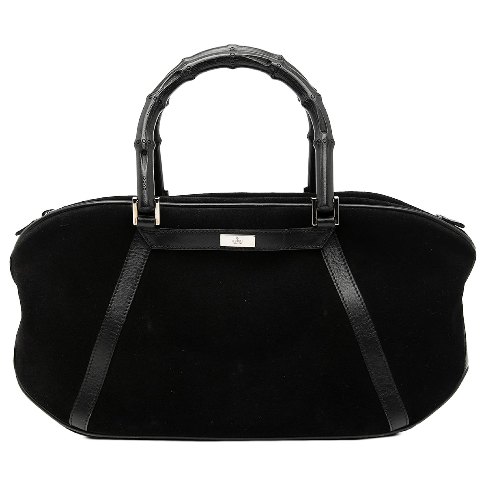 Gucci Black Bamboo Suede Handbag Leather ref.2863388 - Joli Closet