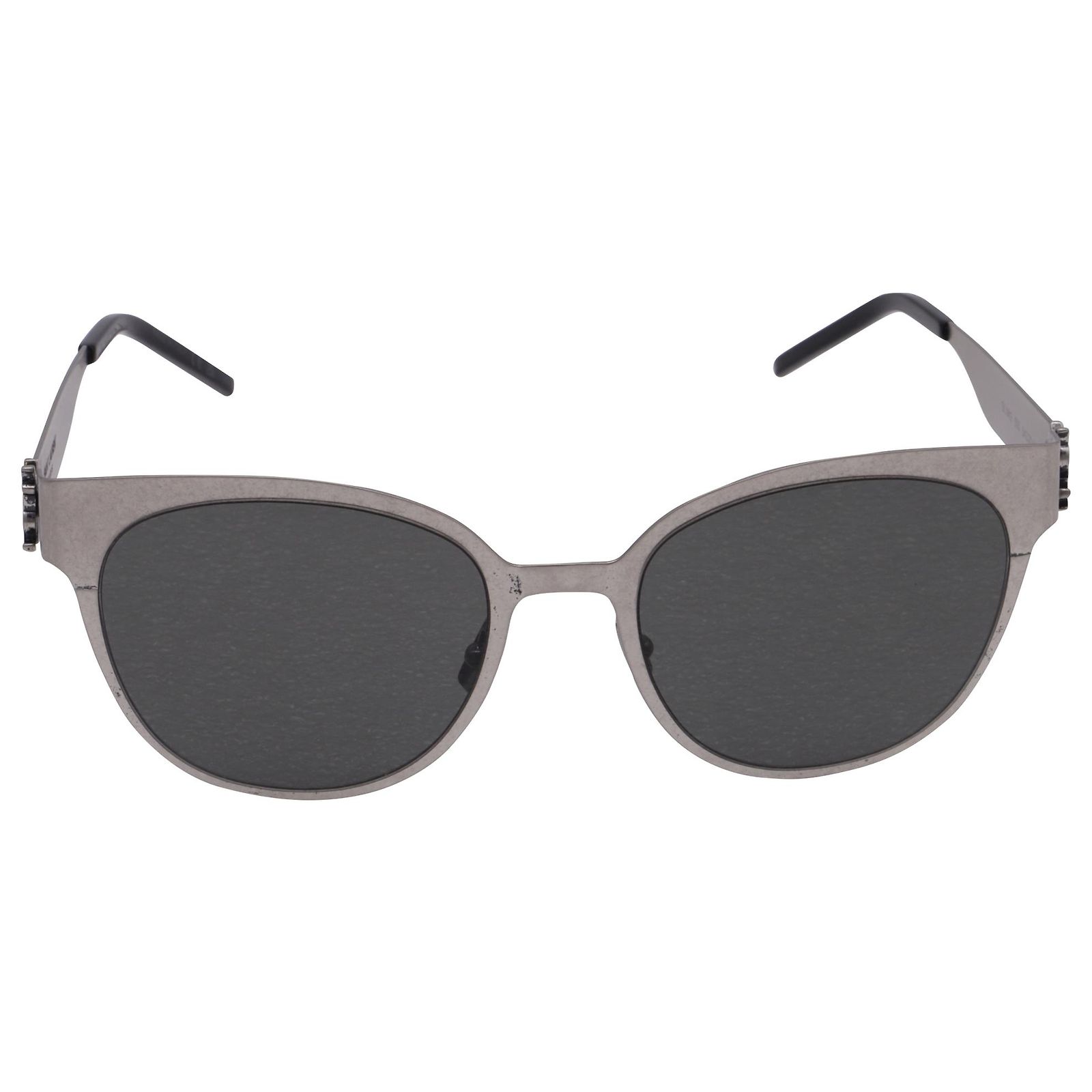 Saint Laurent Round Oval Sunglasses in Silver Metal Saint Laurent Logo Metal Oval Sunglasses - Bergdorf Goodman main image 4