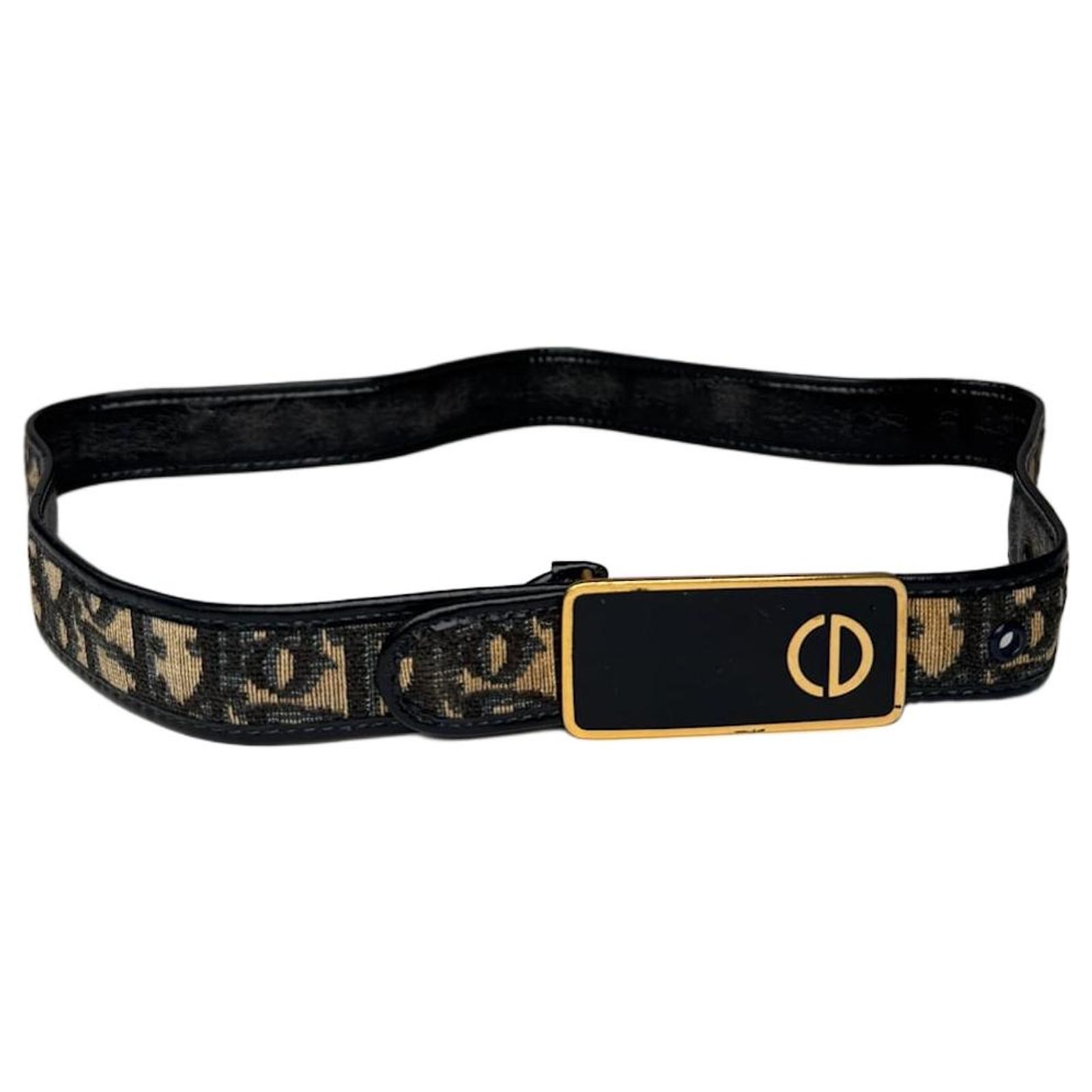 Vintage Dior Oblique Monogram Belt Beige Navy Navy blue  display picture 2