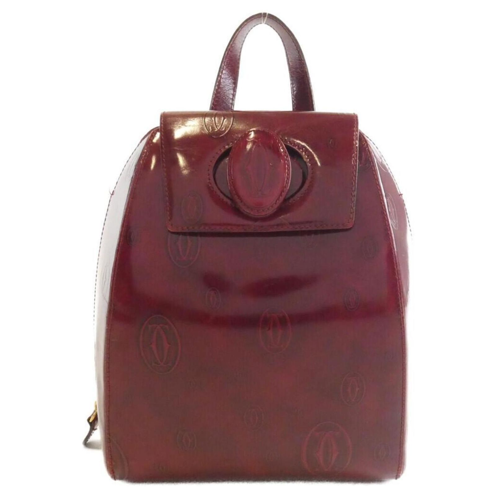 CARTIER Backpack Leather Bordeaux Gold Auth BA7824 Cartier Leather Exterior Backpack Bags & Handbags for Women  main image 3