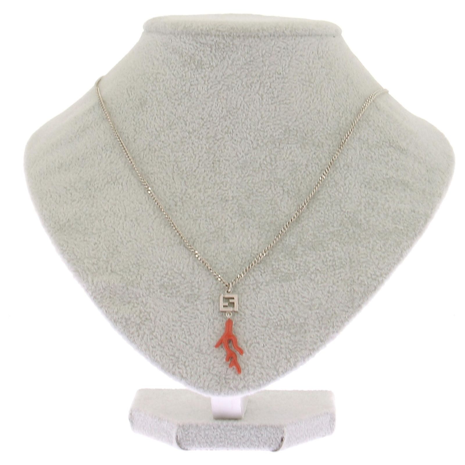 Fendi Collier doré avec pendentif corail Golden Gold-plated ref