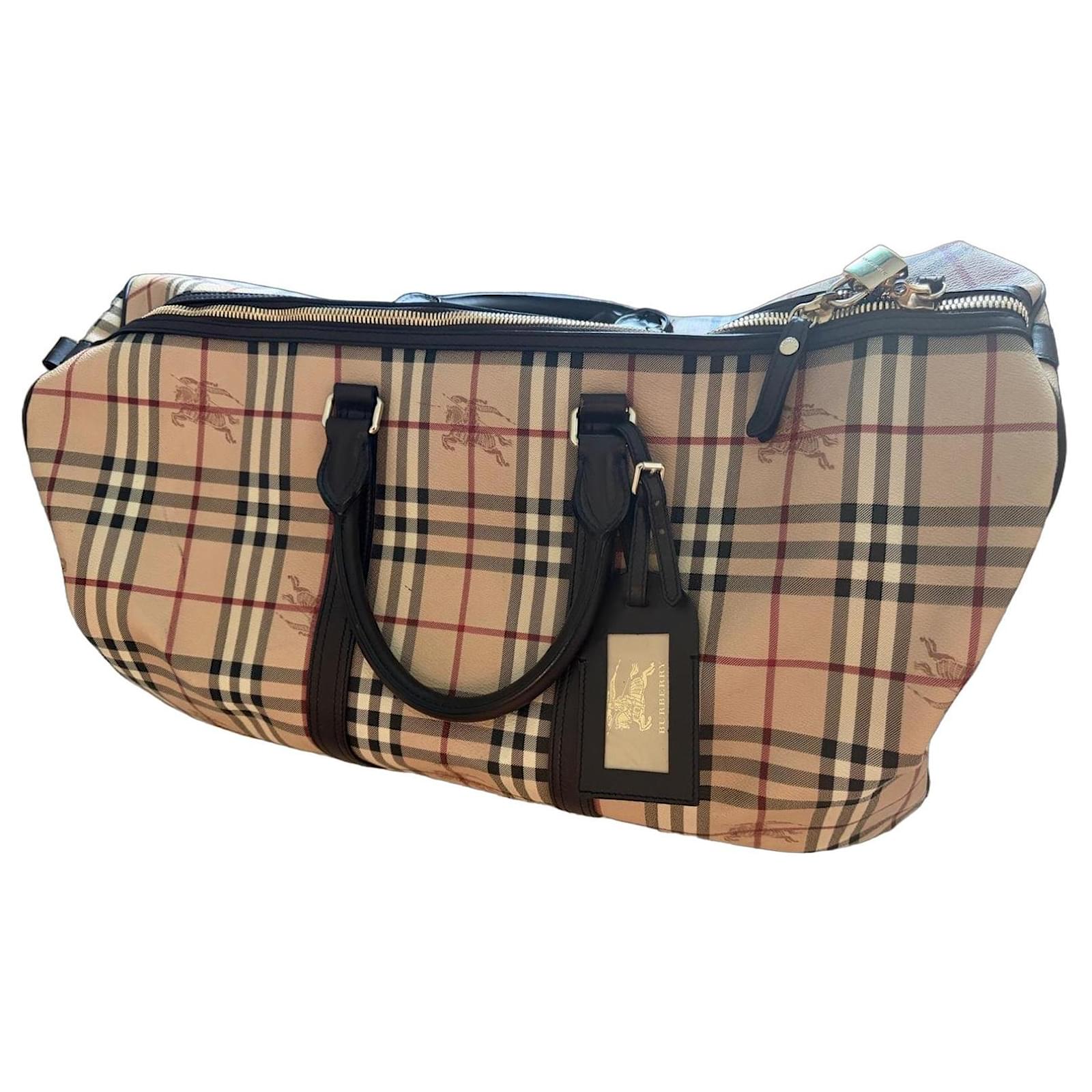 burberry travel bag men's Nova Check Brown Leather A perfect blend of style and function Holdall Burberry Mens Duffle Bag