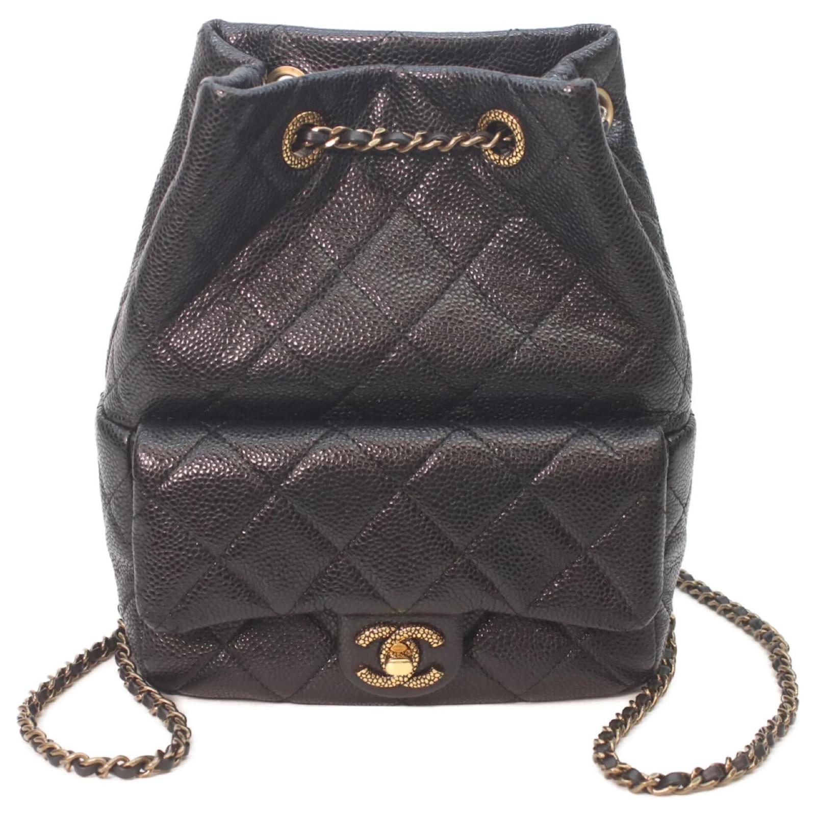 chanel caviar leather backpack Quilted CC Mini Classic Black Front fold Chanel Caviar Quilted Mini Business