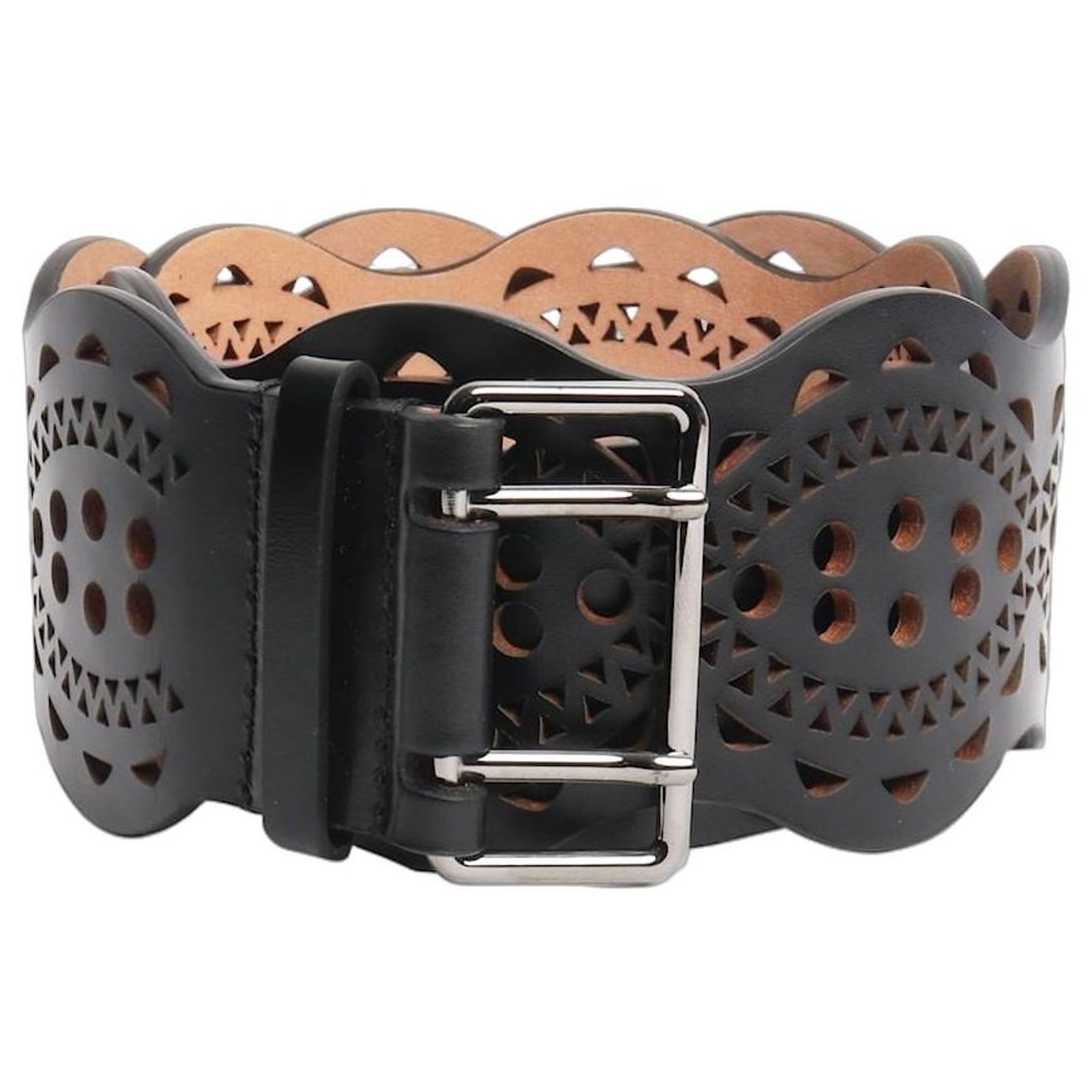 Alaïa Black laser cut wide belt Leather ref.3027152 - Joli  display picture 3