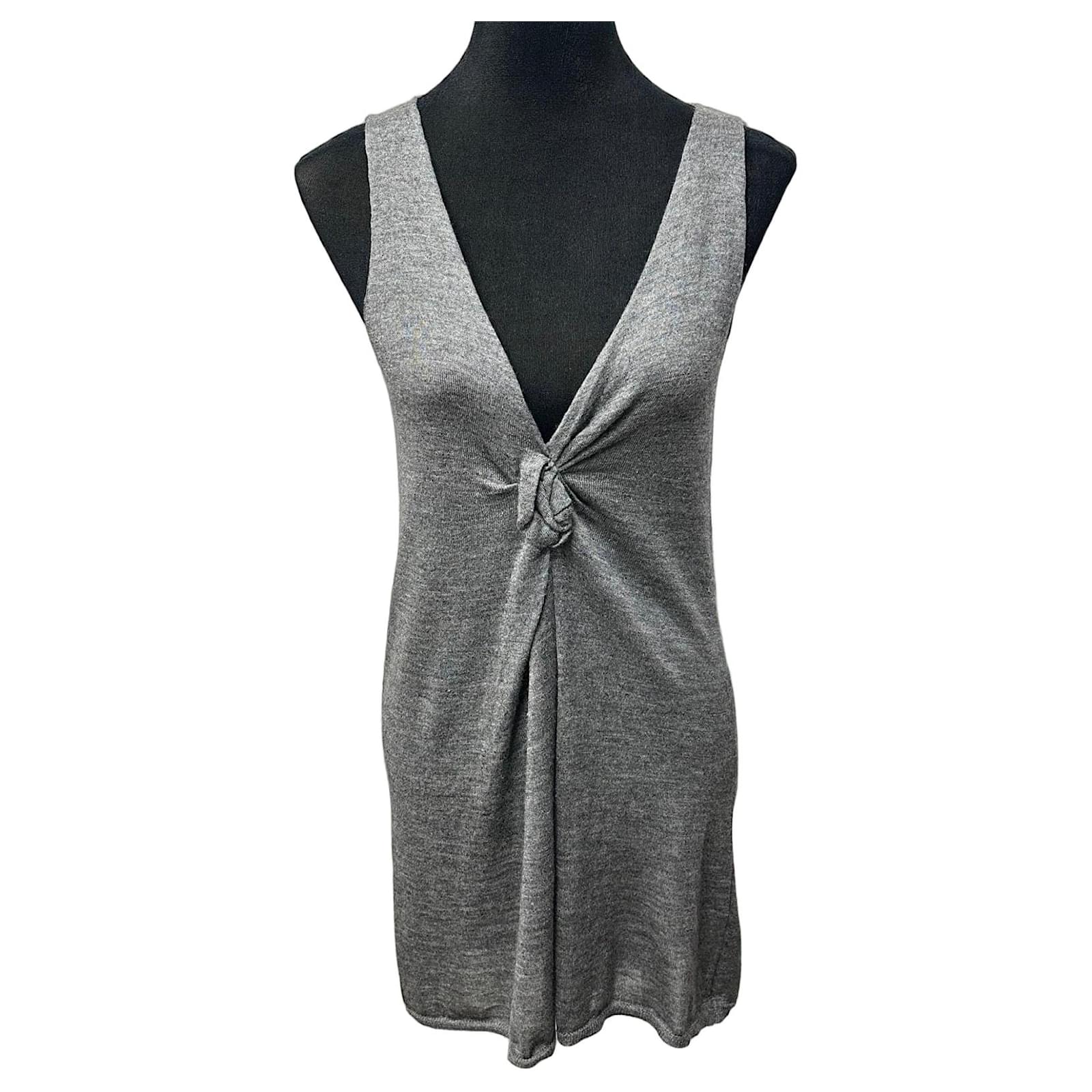 prada grey dress Prada Pewter Silk Dress  Mirth Vintage