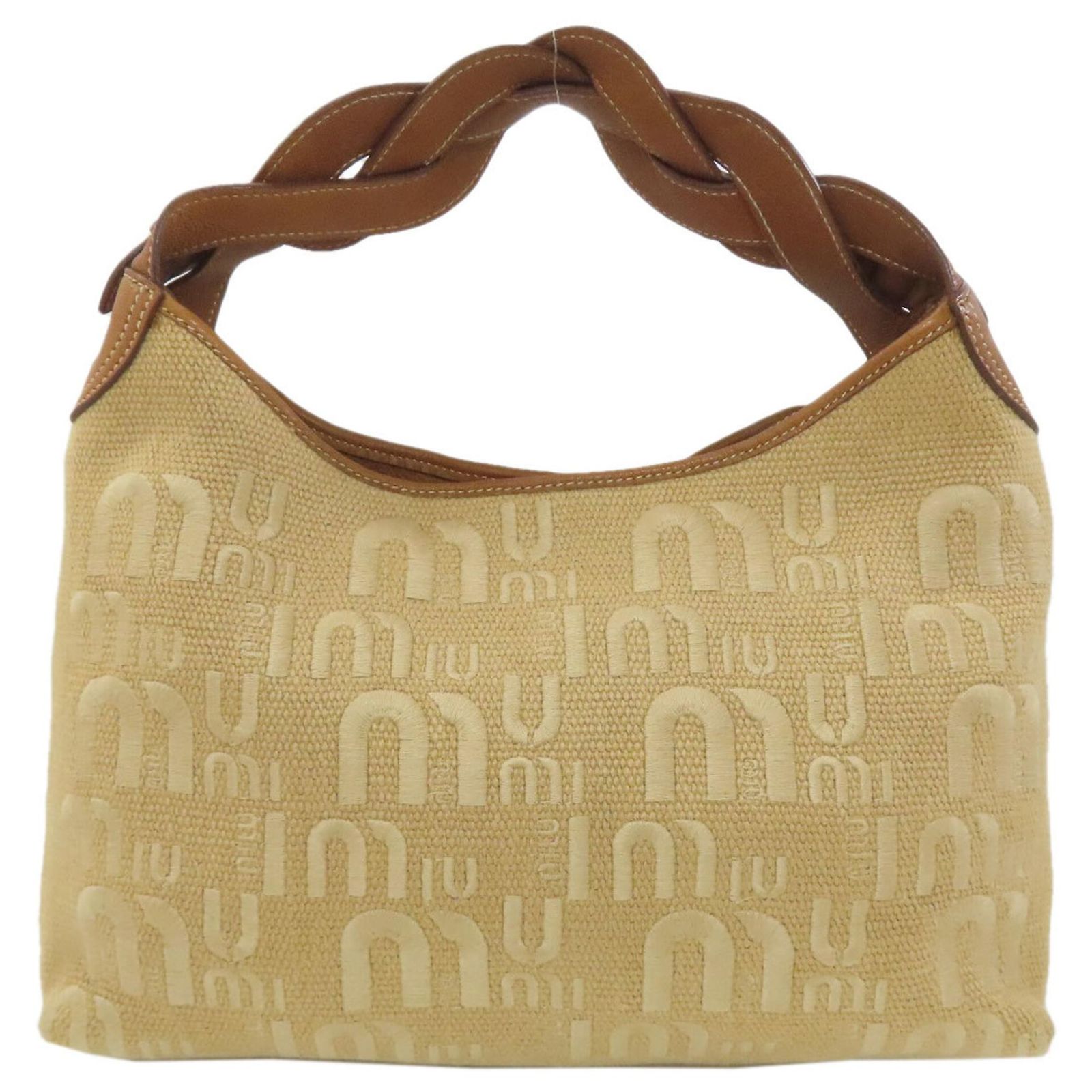 Miu Miu One-Shoulder Canvas Shoulder Bag Brown Cloth ref.3058834 