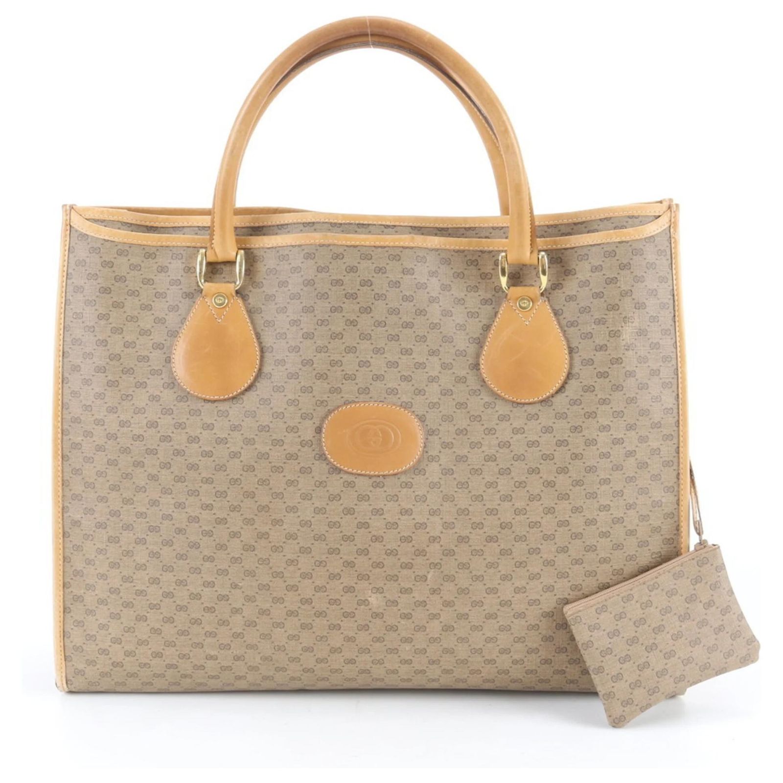 Gucci Vintage Micro GG Leather Tote Bag Beige Cloth ref.JC3059543 