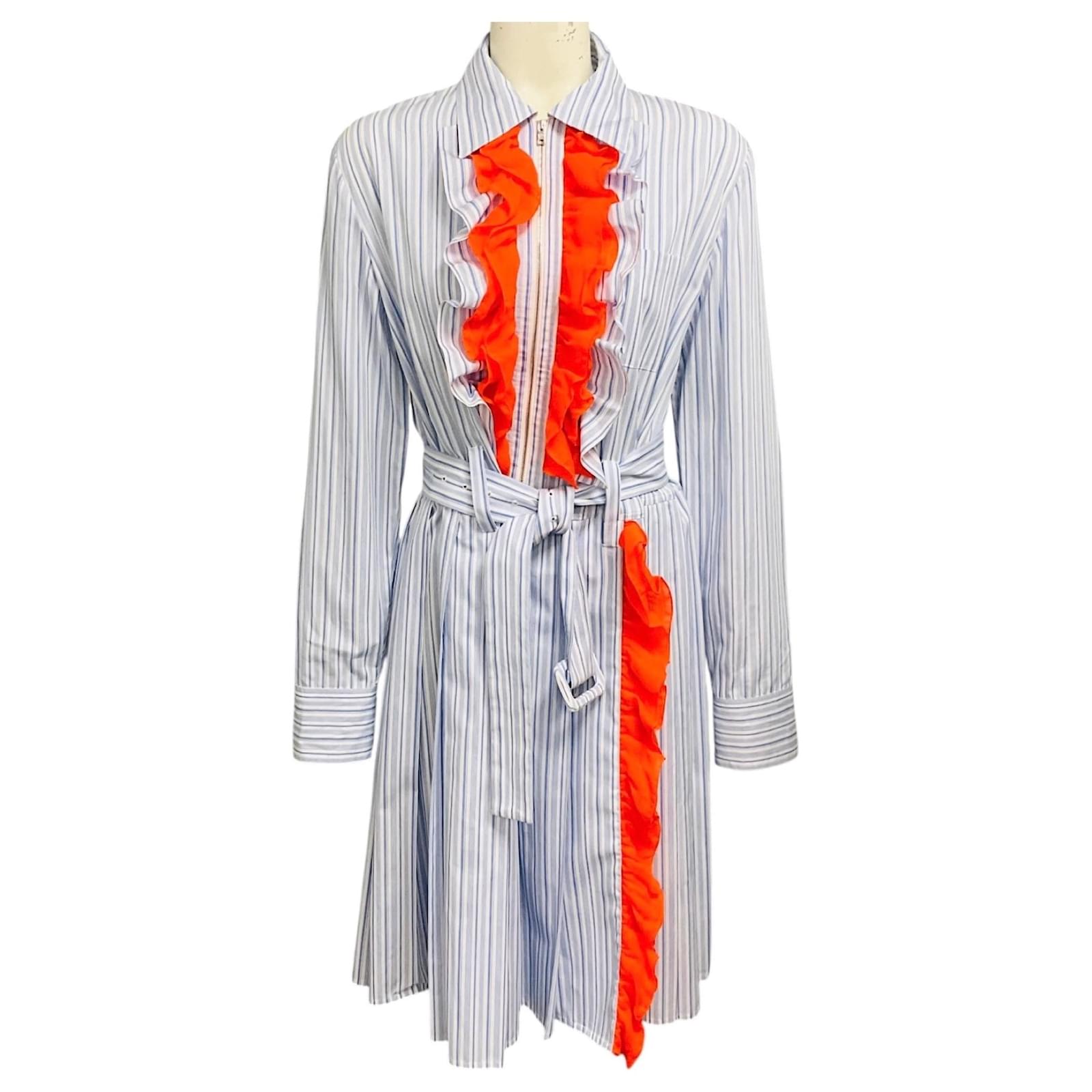 prada striped shirt dress Prada Striped Poplin Dress, Women, Absinthe, Size 40