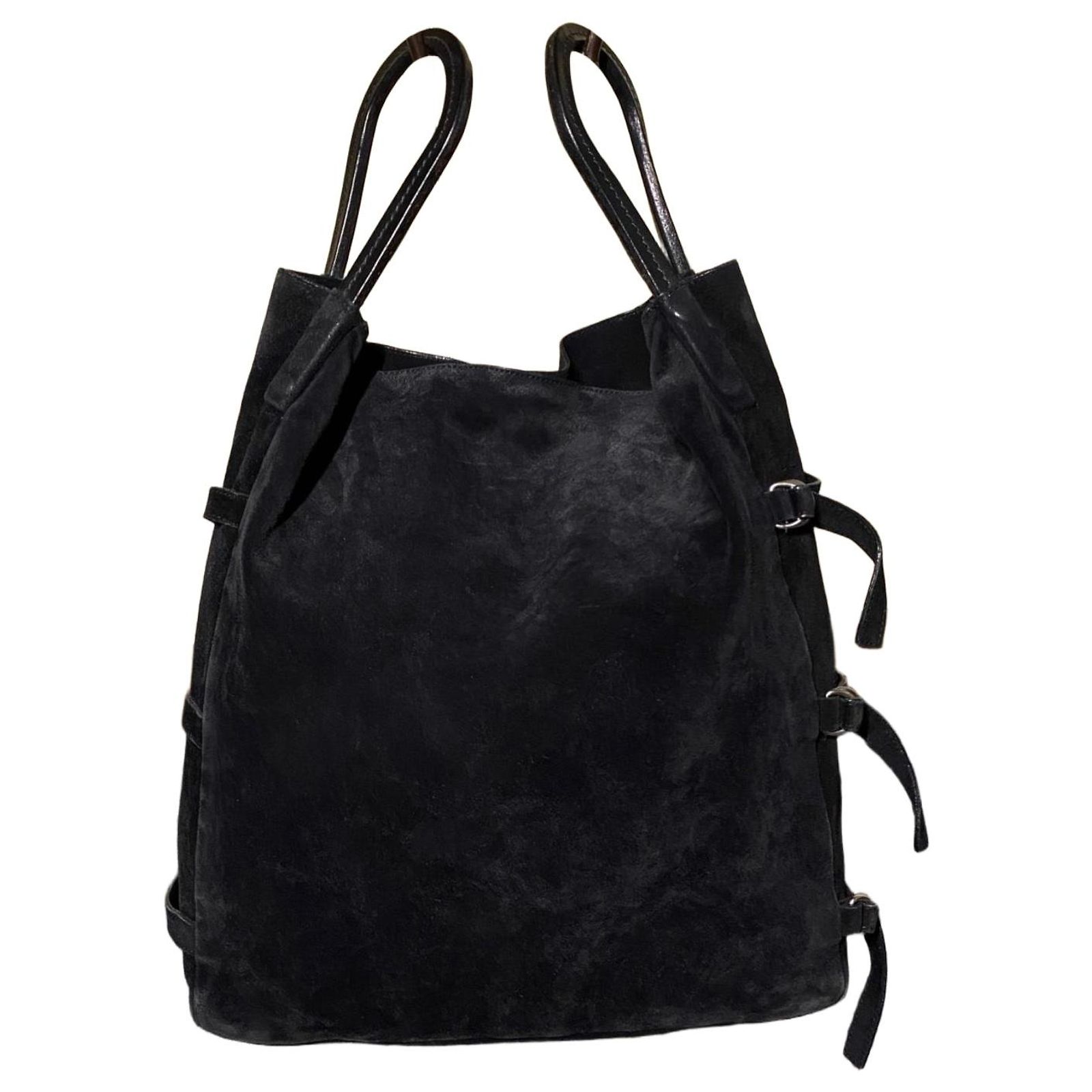 Jil Sander Vintage Suede Handbag Black Leather ref.3083672 - Joli