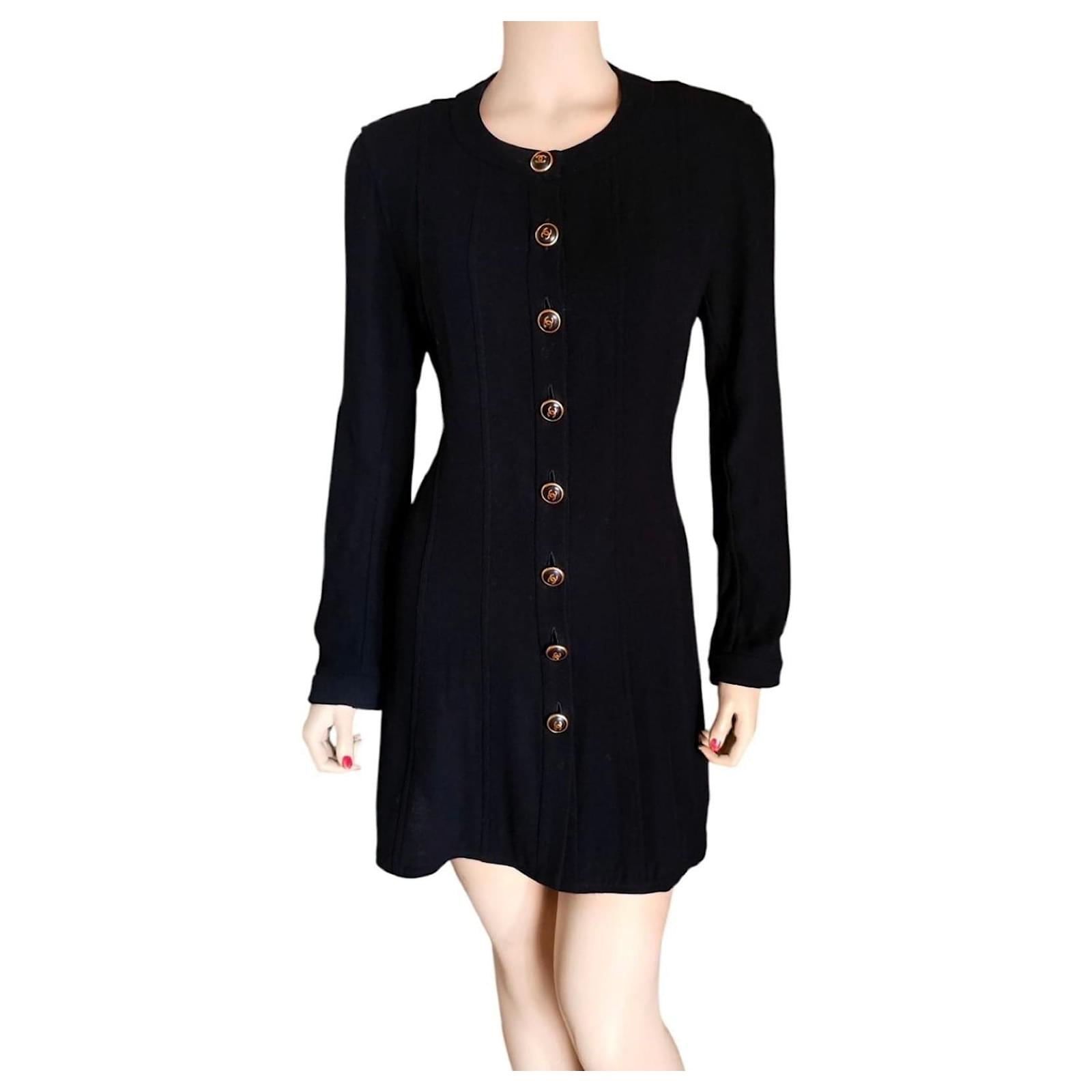 Chanel Vintage Navy Blue Wool Jacket Dress ref.3094927 - Joli Closet