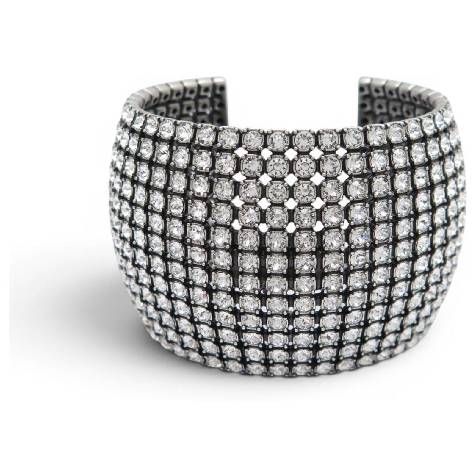 NEW BALENCIAGA GLAM STRASS CUFF BRACELET SIZE S 15.5 SILVER