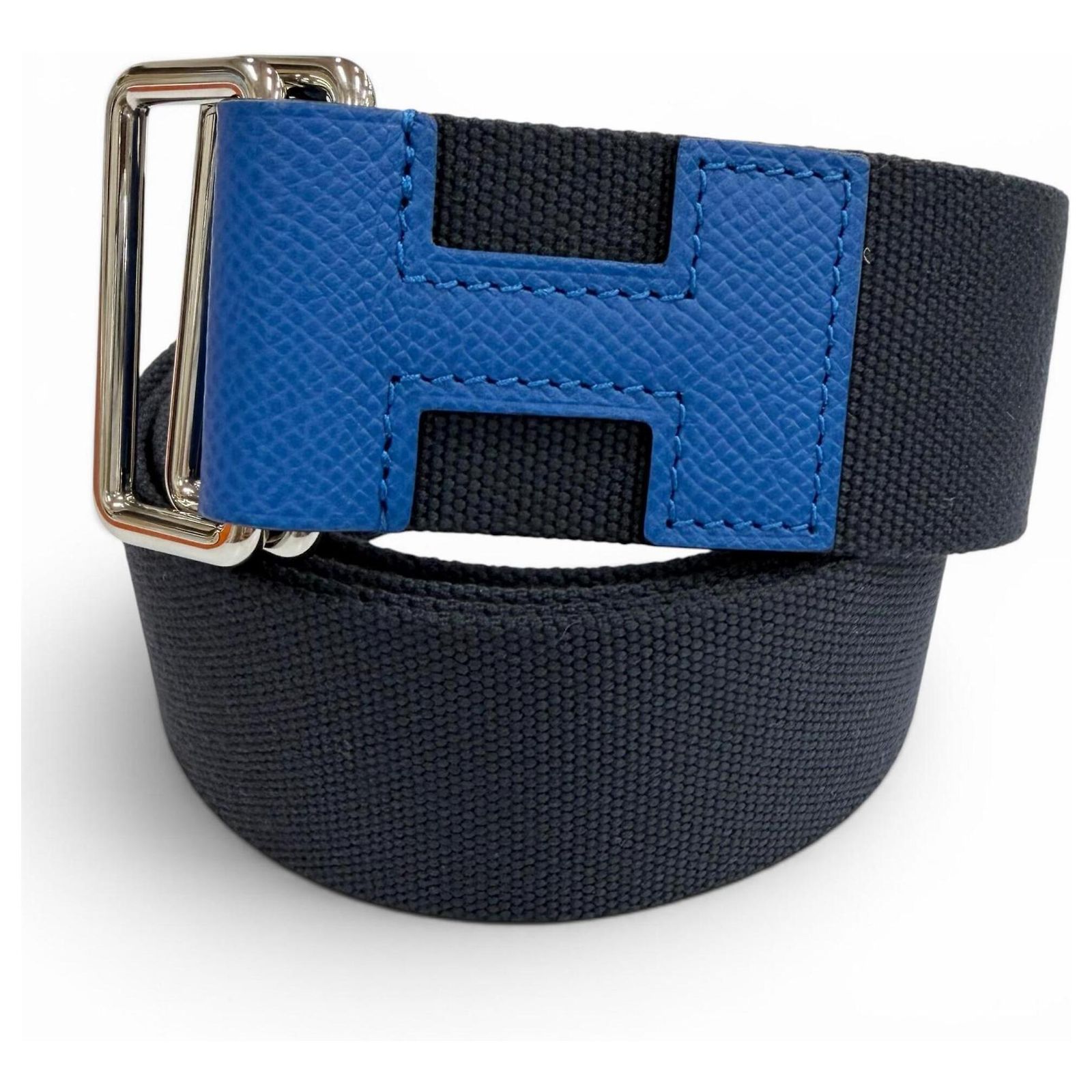 Hermes Nomad Canvas Veau Motif Belt Navy Blue Hermès Hermes Nomade Canvas and Epsom Leather Belt Blue Navy  main image 4