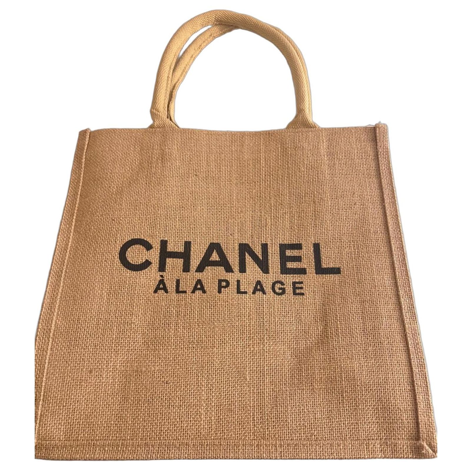 Chanel À La Plage Jute Tote Bag Beige Cloth Straw ref.3183387