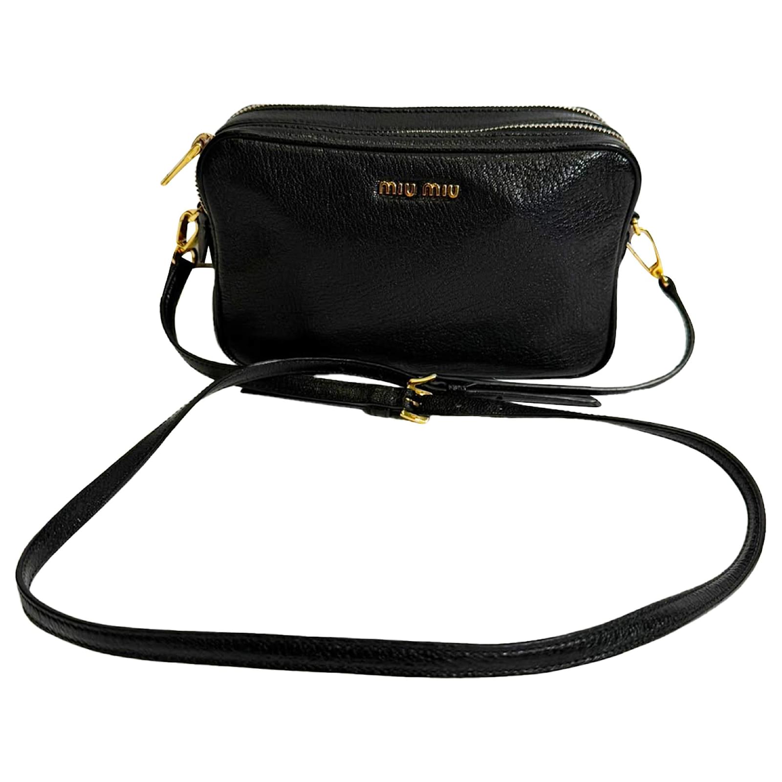 Miu Miu Madras Crossbody Bag in Black Goatskin Leather ref.3198096