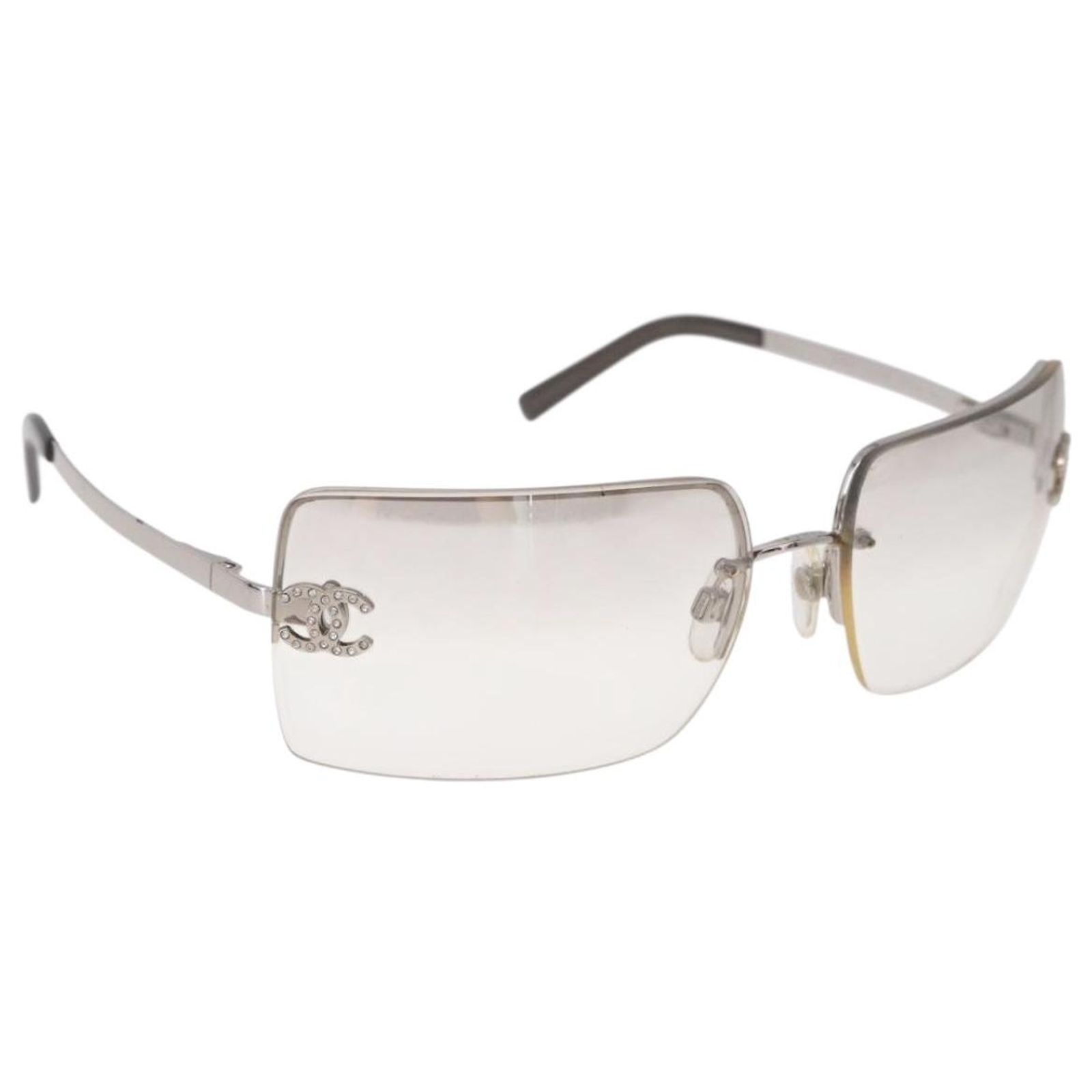 CHANEL COCO Mark Sunglasses metal Silver CC Auth 178795V CHANEL COCO Mark Sunglasses metal Silver CC Auth 185048V  main image 2