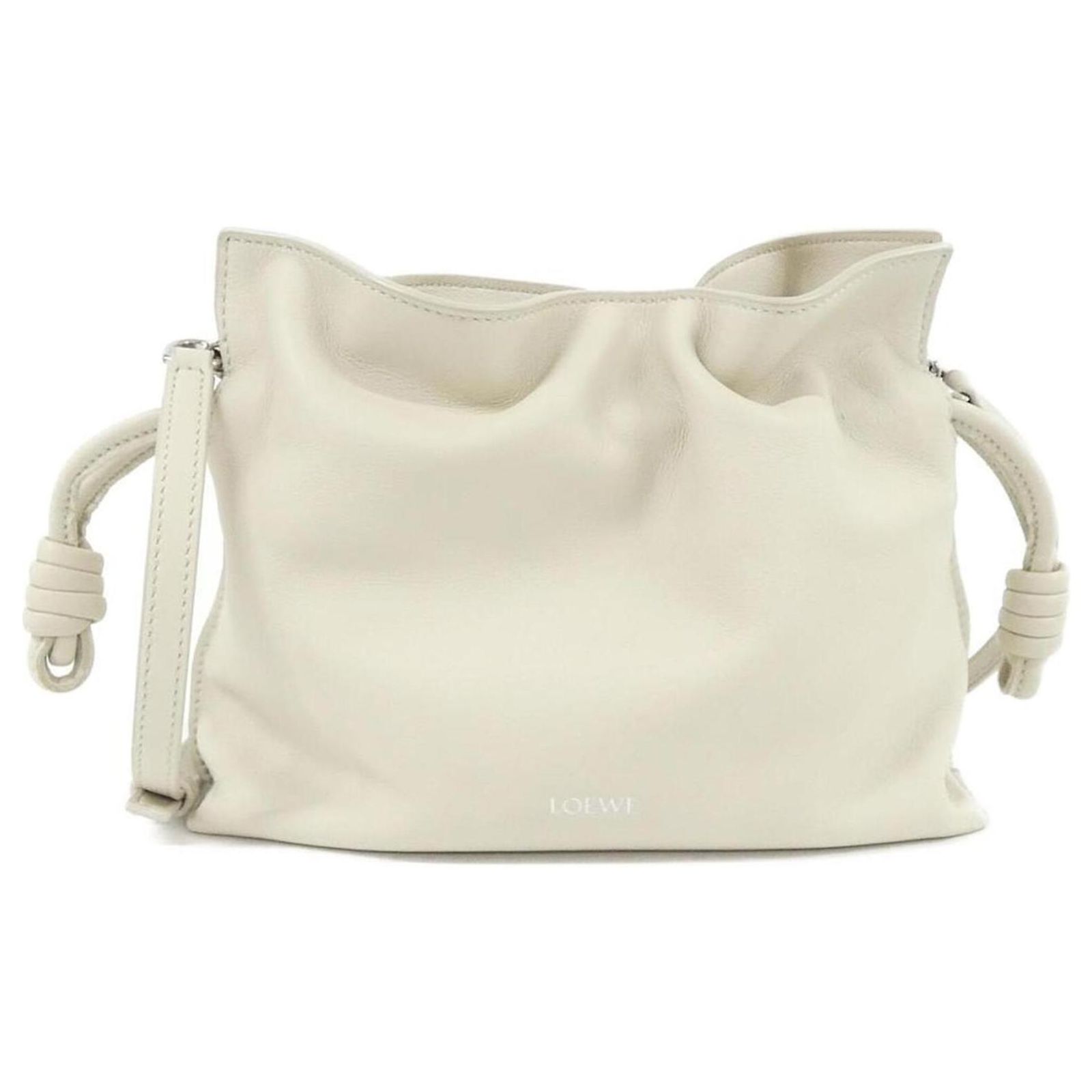 Loewe Flamenco Clutch Mini Handbag White Leather ref.3214913 