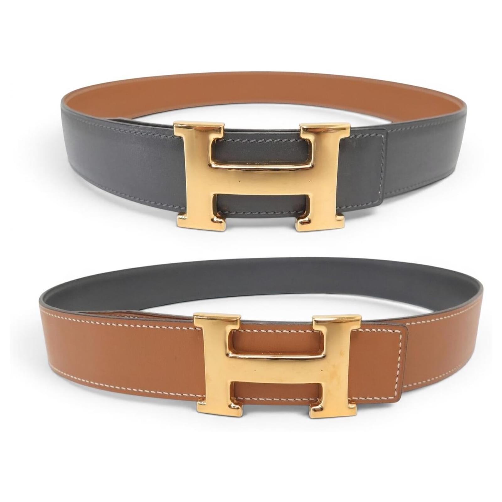 Hermès VINTAGE HERMES BELT H BUCKLE 32MM REVERSIBLE LEATHER 72 BOX