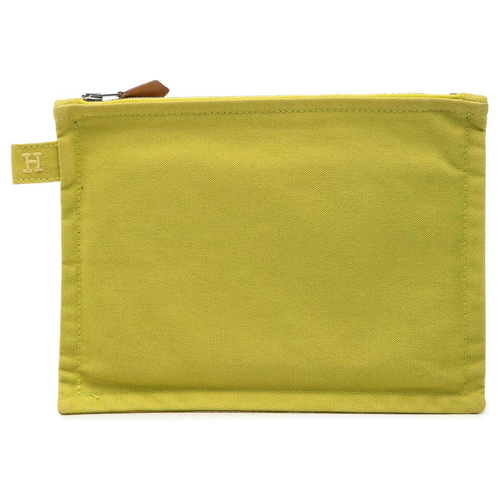 Hermès Bora Bora Pouch Green Hermès Toile Bora Bora Zip Pouch PM Leather ref.3451616
